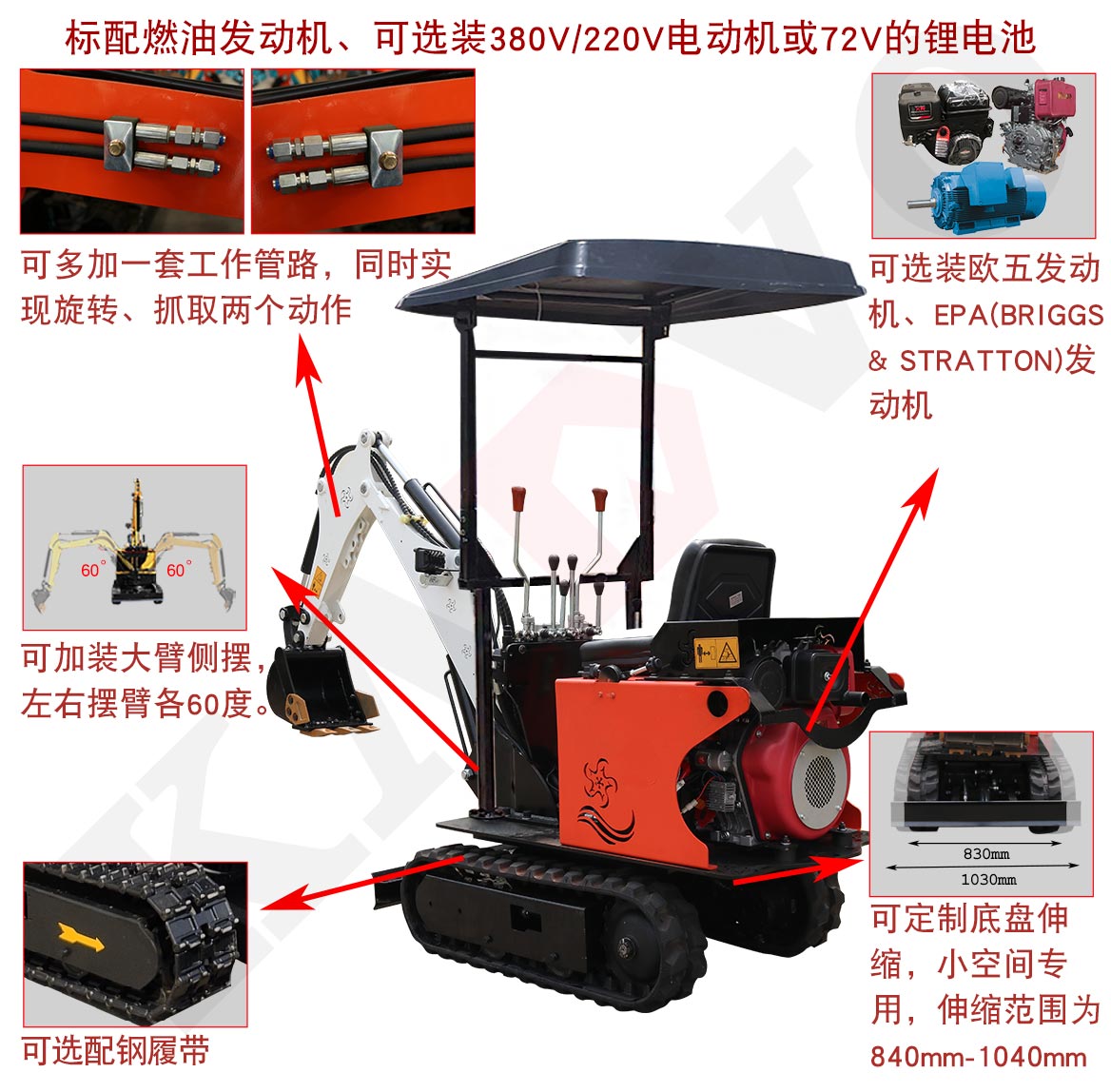 KV08小型挖掘機標(biāo)準(zhǔn)選置